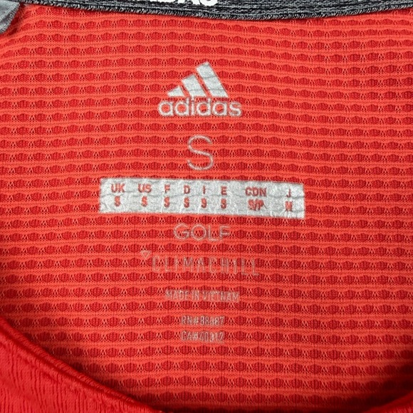 Adidas Golf Climachill Polo Shirt Womens Small Red Henley Short Sleeve Textured - Picture 3 of 7